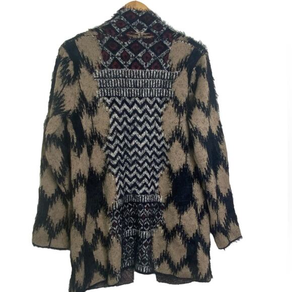 Adore Women’s Open Cardigan With Pockets Black Tan  Maroon  Size Medium - Picture 2 of 6